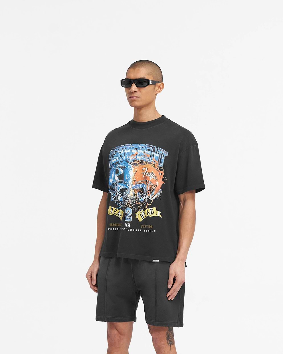 Represent X Feature Head 2 Head T-Shirt - Stained Black
